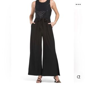 NWT Anne Klein Sleeveless Sequin belted Jumper Size 6 Black